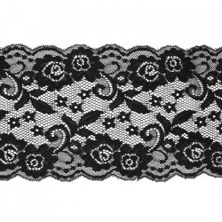 Кружево стрейч №T598A №039 (чёрный) 1/9,14 м