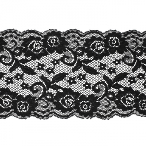 Кружево стрейч №T598A №039 (чёрный) 1/9,14 м