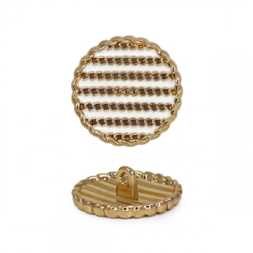 Пуговица №П-485  36L (золото/белый)  1/20 шт