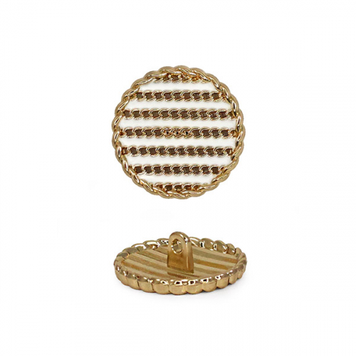 Пуговица №П-486  28L (золото/белый)  1/20 шт