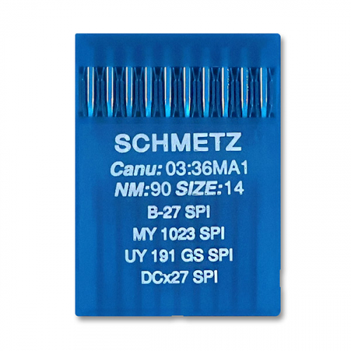 Иглы SCHMETZ DCx27 SPI №90 для оверлока (трикотаж)